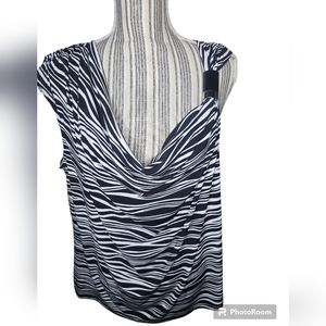 Michael kors women's white/black sleeveless cowl neck top size 1X